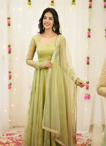 PC 555 Viscose Sequence Work Gown With Dupatta Wholesale In India